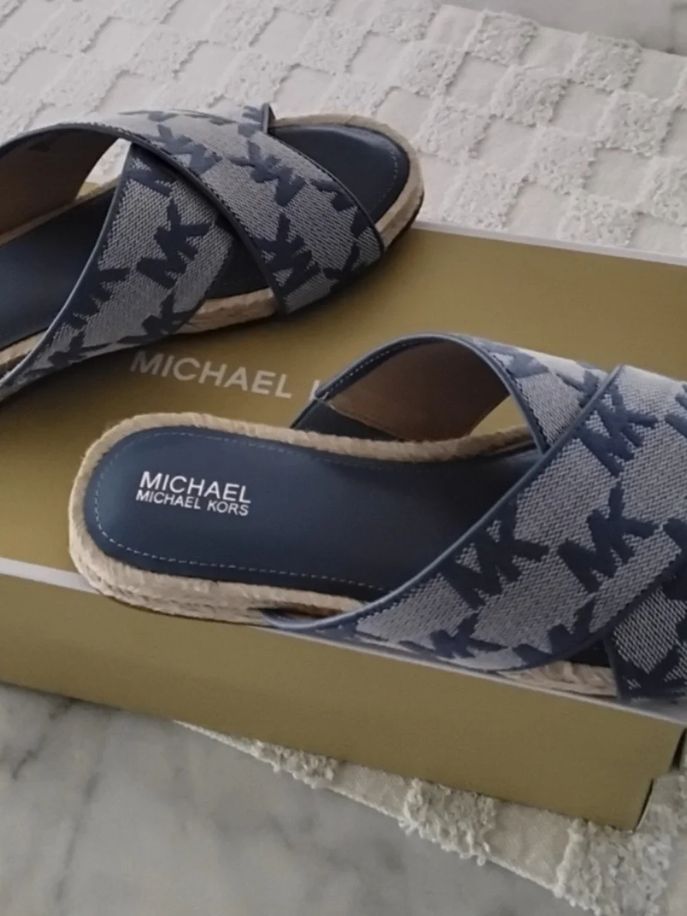 MICHAEL Michael Kors Blue Crossband Espadrille Slides